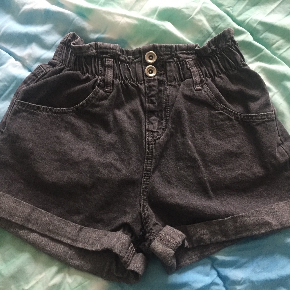 Black paper bag shorts